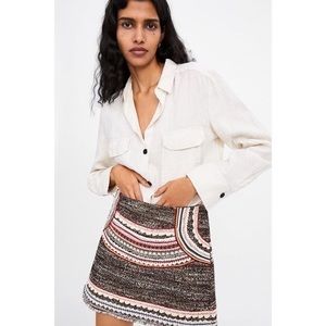 NWOT Zara Tweed Multicolor Mini Skirt